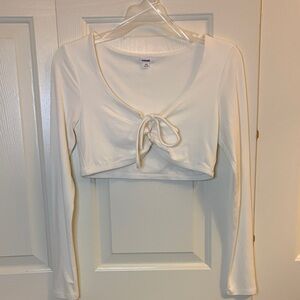 Garage Off-White Long Sleeve Crop Top